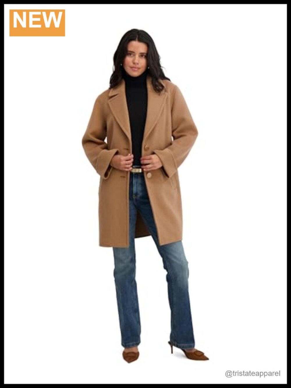 Wool Blend Topper Peacoat Single-Breasted Notch Lapel
